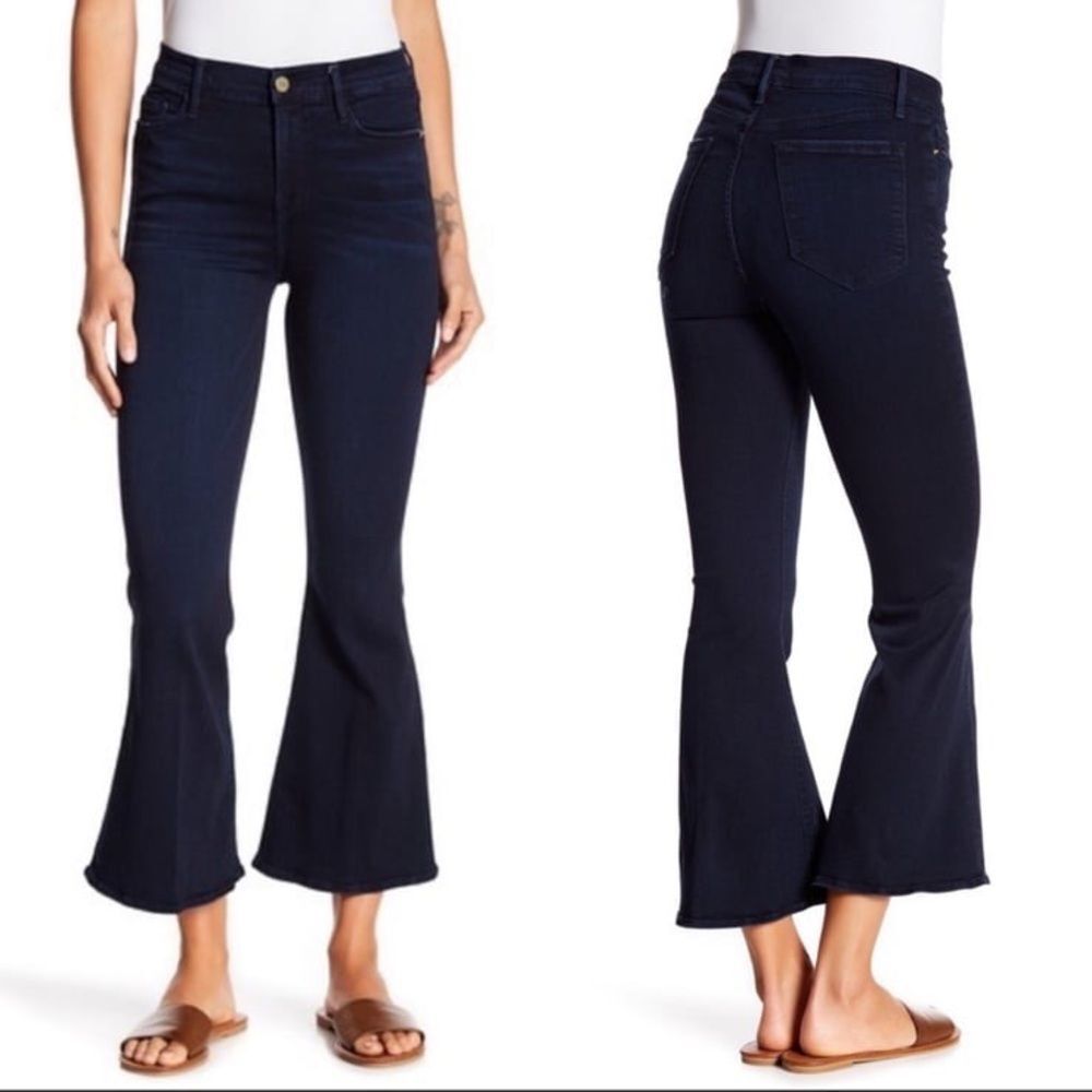 Frame Denim Le Crop Bell High-Rise Bootcut Jeans in Rockview 31